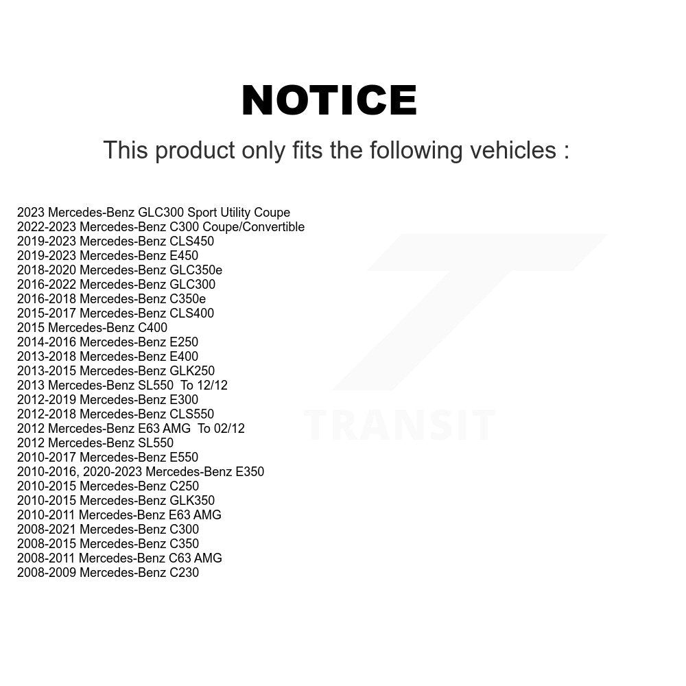 Buyers Guide for TOR-CK641420. Fits: Mercedes-Benz C300 GLC300 GLK350 E350 GLK250 C350 C250 E400 E450 E300 E550 C230 E250 & more.