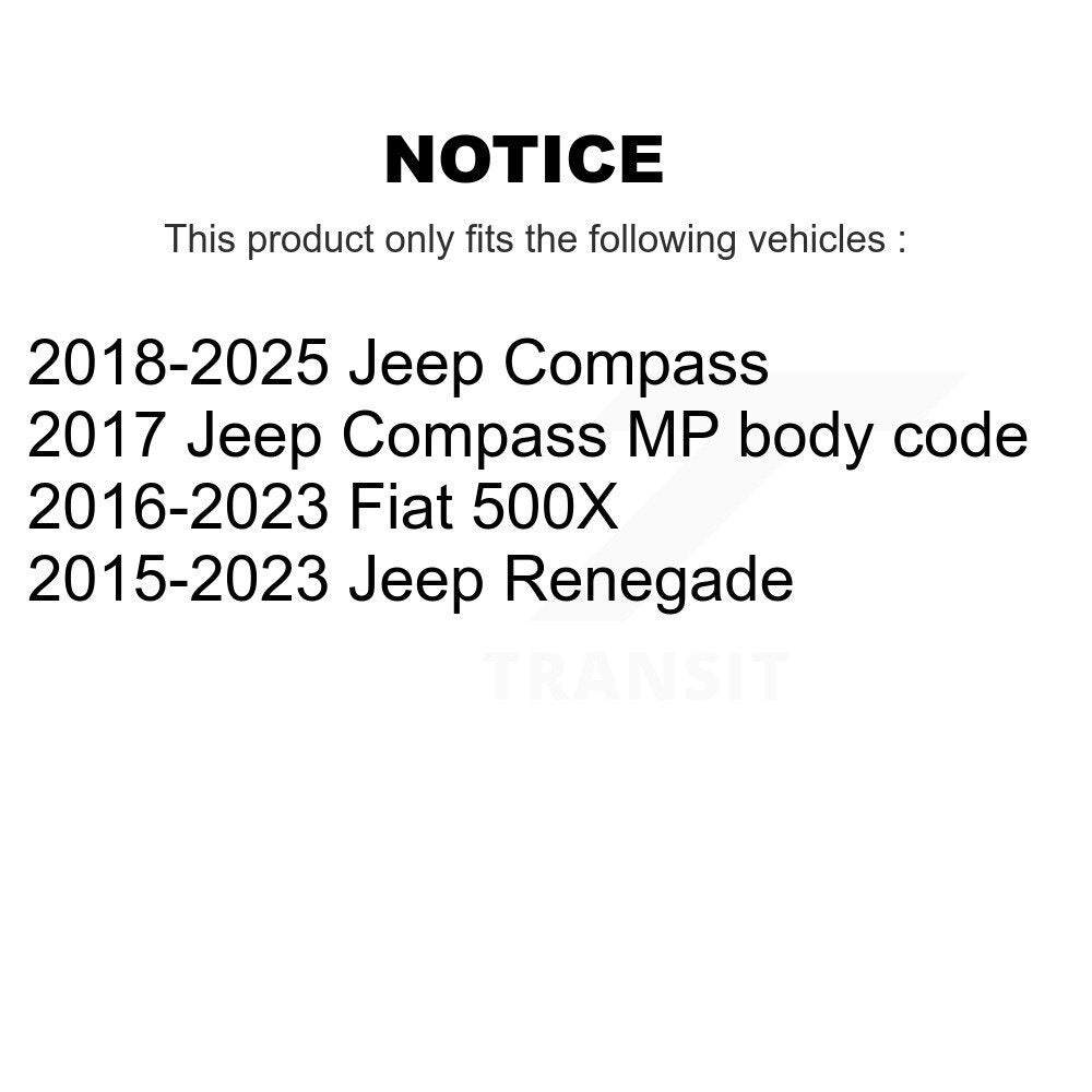 Buyers Guide for TOR-K500352. Fits: Jeep Compass Renegade Fiat 500X