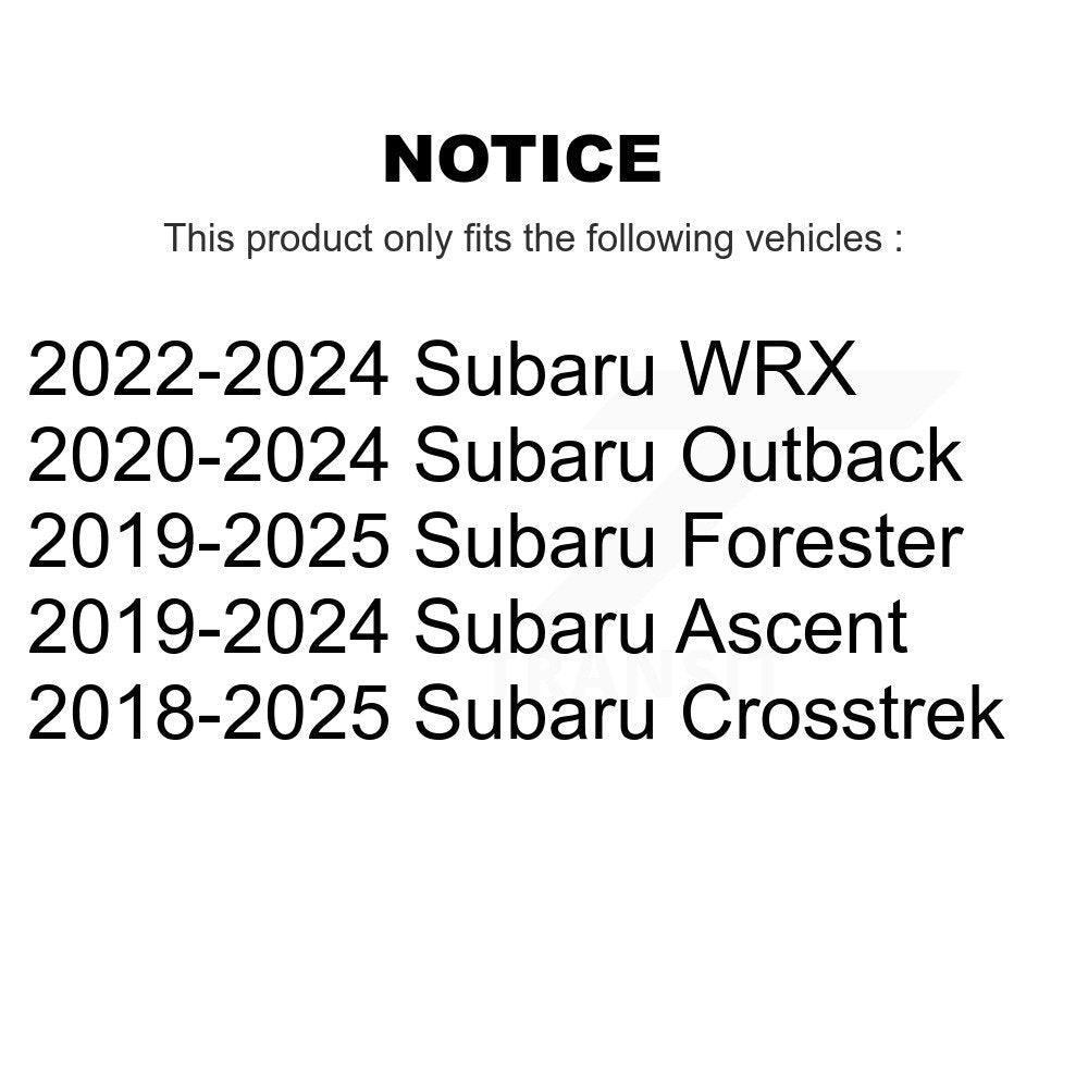 Buyers Guide for TOR-K750945. Fits: Subaru Crosstrek Forester Outback Ascent WRX
