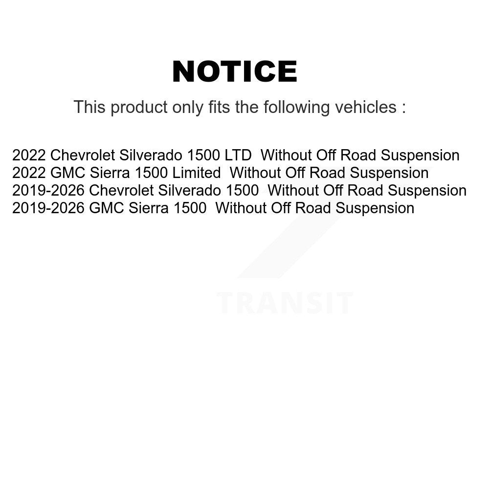 Buyers Guide for TOR-K750963. Fits: Chevrolet GMC Silverado 1500 Sierra Limited LTD Without Off Road