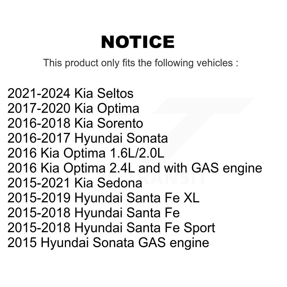 Buyers Guide for TOR-TC5006. Fits: Kia Hyundai Santa Fe Sport Seltos Sorento Sonata Sedona Optima XL