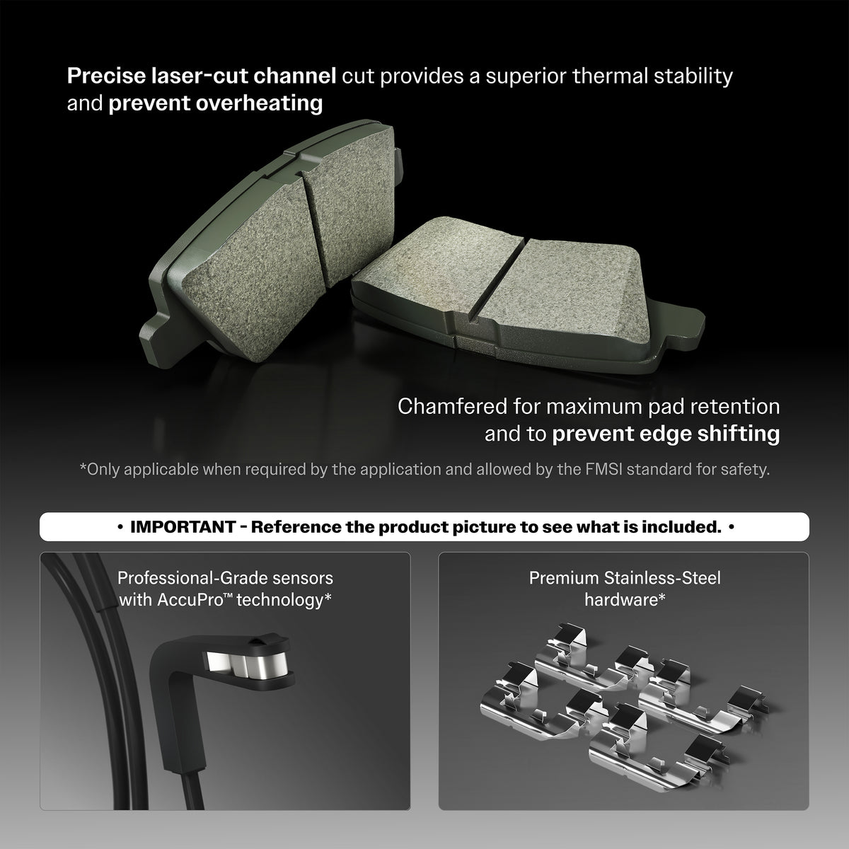 Positive Plus Front Rear Semi-Metallic Disc Brake Pads And Wear Sensors Kit (5Pc) For Mercedes-Benz E350 E550 CLS400 E400 KPW-101866